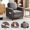 thumbnail image 4 of JONPONY Mid-Century Accent Chair,Modern Linen Fabric Armchair for Living Room,Comfy Upholstered Reading Accent Chairs for Bedroom,Single Sofa Chair with Wood Legs, Dark Grey, 4 of 12
