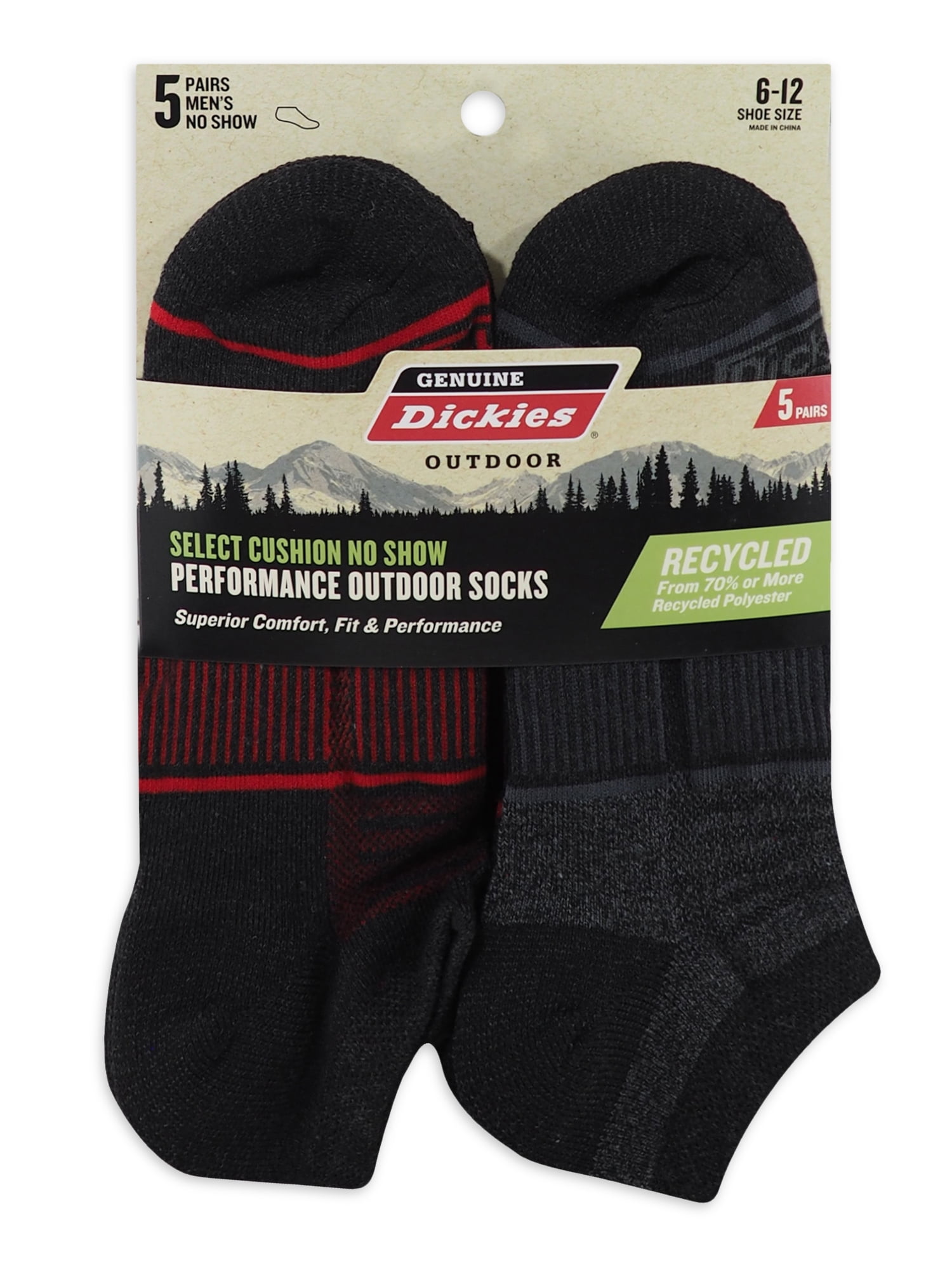 Dickies Mens Outdoor Sustainable No Show Socks, 2Pack