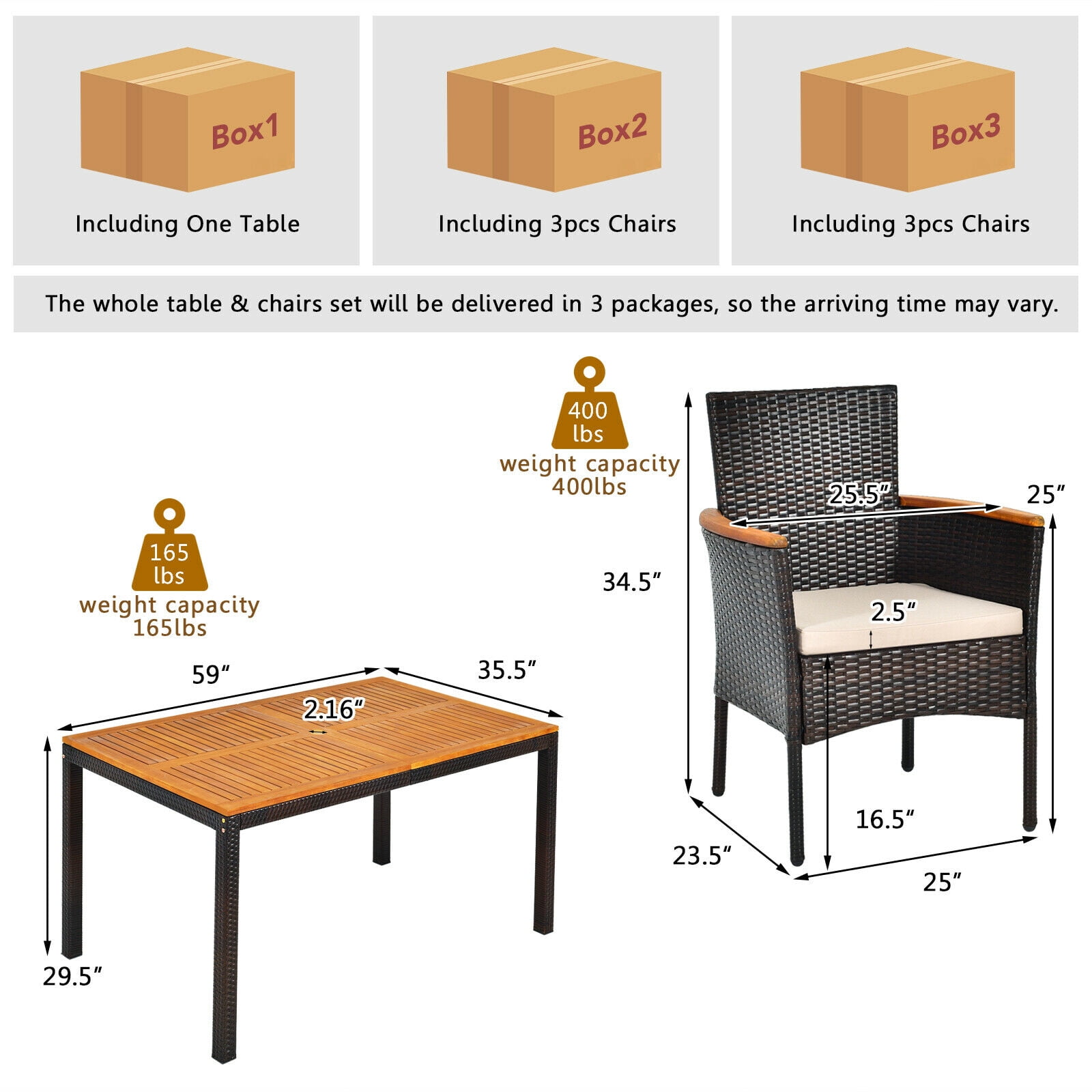 BLACK JAGUAR 7-Piece Outdoor Dining Set Patio Rattan Table and Chairs Set with Umbrella Hole