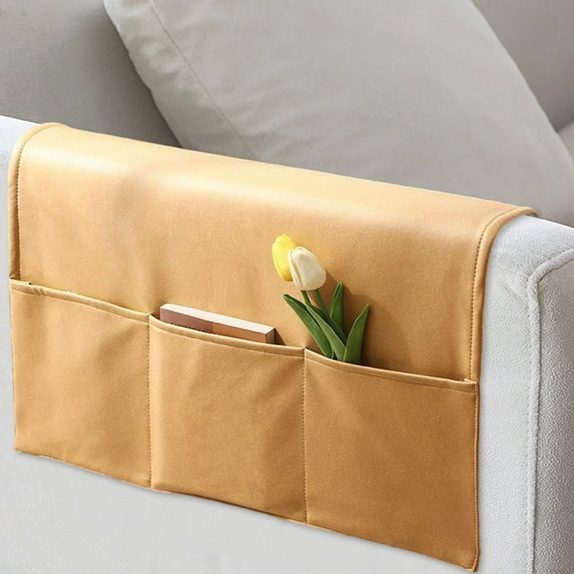 Couch Arm Covers,Pet Armchair Slipcover For Couch With 3 Pockets For TV Remote Control,Non-Slip Sofa Arm Covers Washable Sofa Armrests Covers For Living Room
