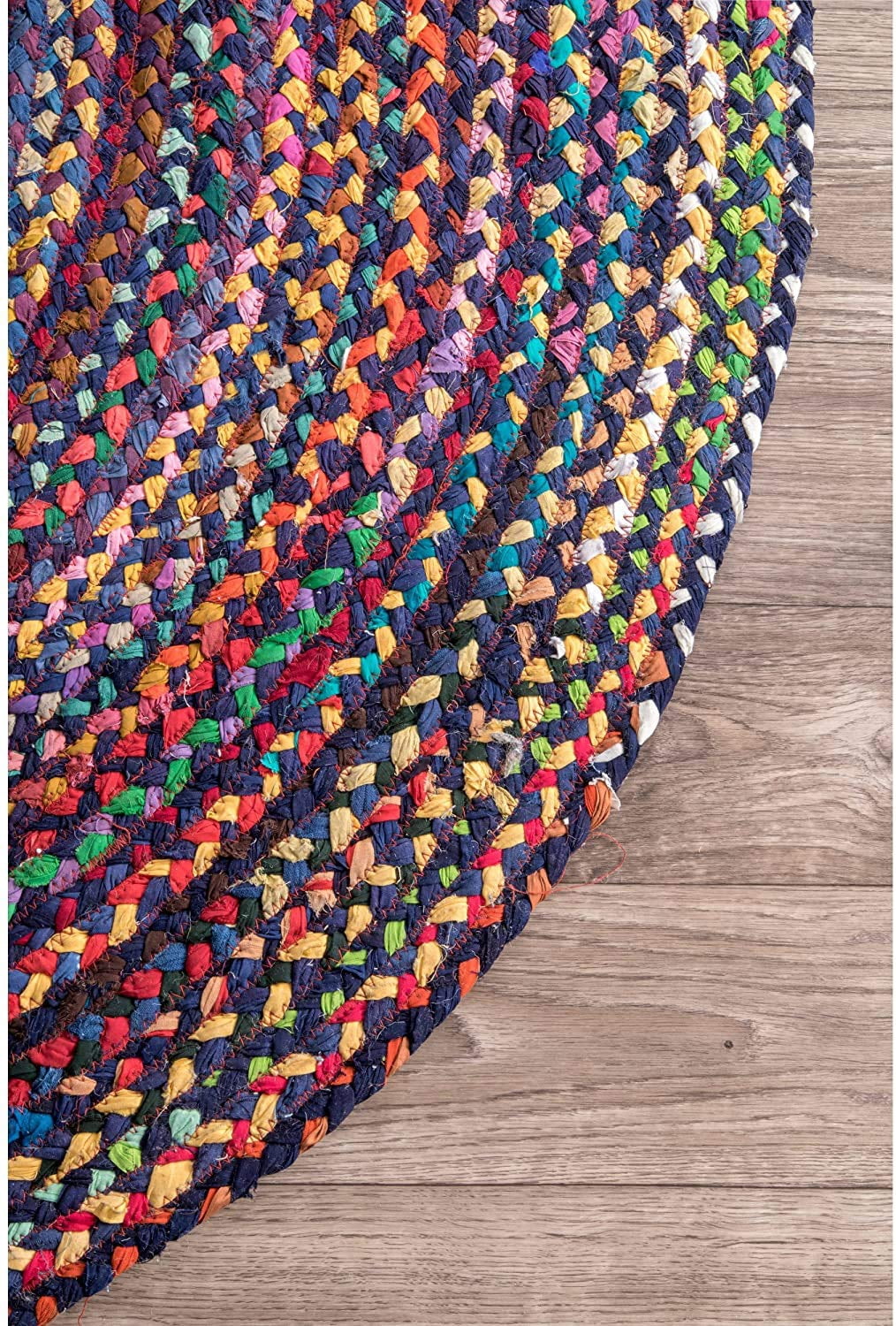 Blue Shade Multi Cotton Area Rugs, Home Décor Rug Size - 8 x 8 Feet Round (240 cm x 240 cm)