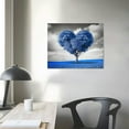 thumbnail image 3 of RUIYC Heart Shaped Tree Canvas Painting Blue Romantic Love Tree Picture Print Black and White Horizon Wall Art Gallery Wrapped Artwork Home Decor Framed for Living Room Decoration, 3 of 4