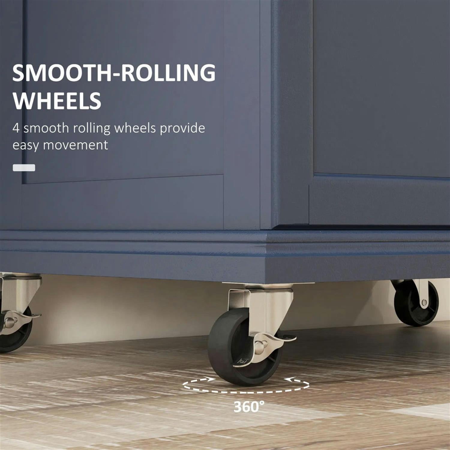 Demi Bonn 35" Kitchen Island Cart on Wheels with Stainless Steel Top, Rolling Dining Room Serving Utility Carts Mobile Movable with Towel Rack, Gray