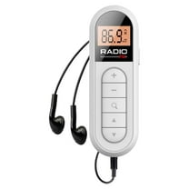 Oimcto Mini Radio White,Fm Portable Radio Rechargeable Pocket Radio with Reception Digital Tuning Lcd Screen Belt Clip Stereo Sound Earphone Jack for Gym Jogging Walking Camping