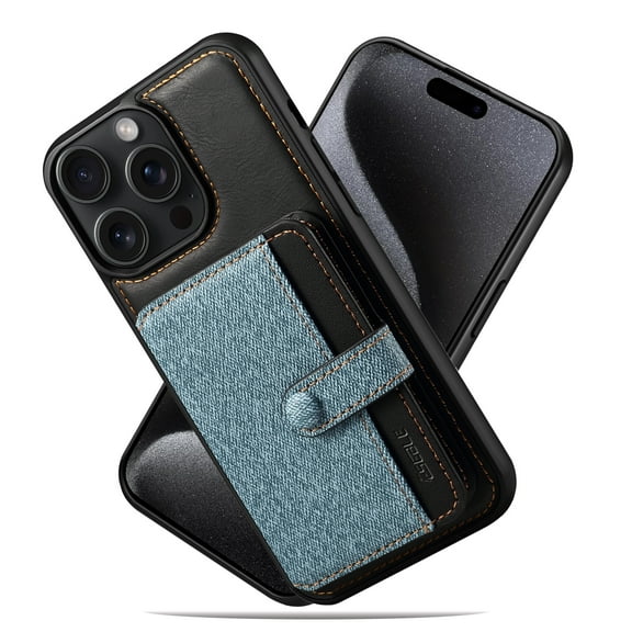 Wallet Case Compatible with iPhone 15 Pro,Magnetic Closure Slim Protective case with Card Holder,RFID Blocking Premium PU Leather Kickstand Card Slots Case For iPhone 15 Pro,Blue