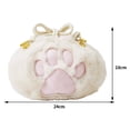 thumbnail image 3 of Bolso de cosméticos con forma de pata de gato, bonita Bolso de almacenamiento de felpa con cordón para regalo de cumpleaños (blanco), 3 of 5