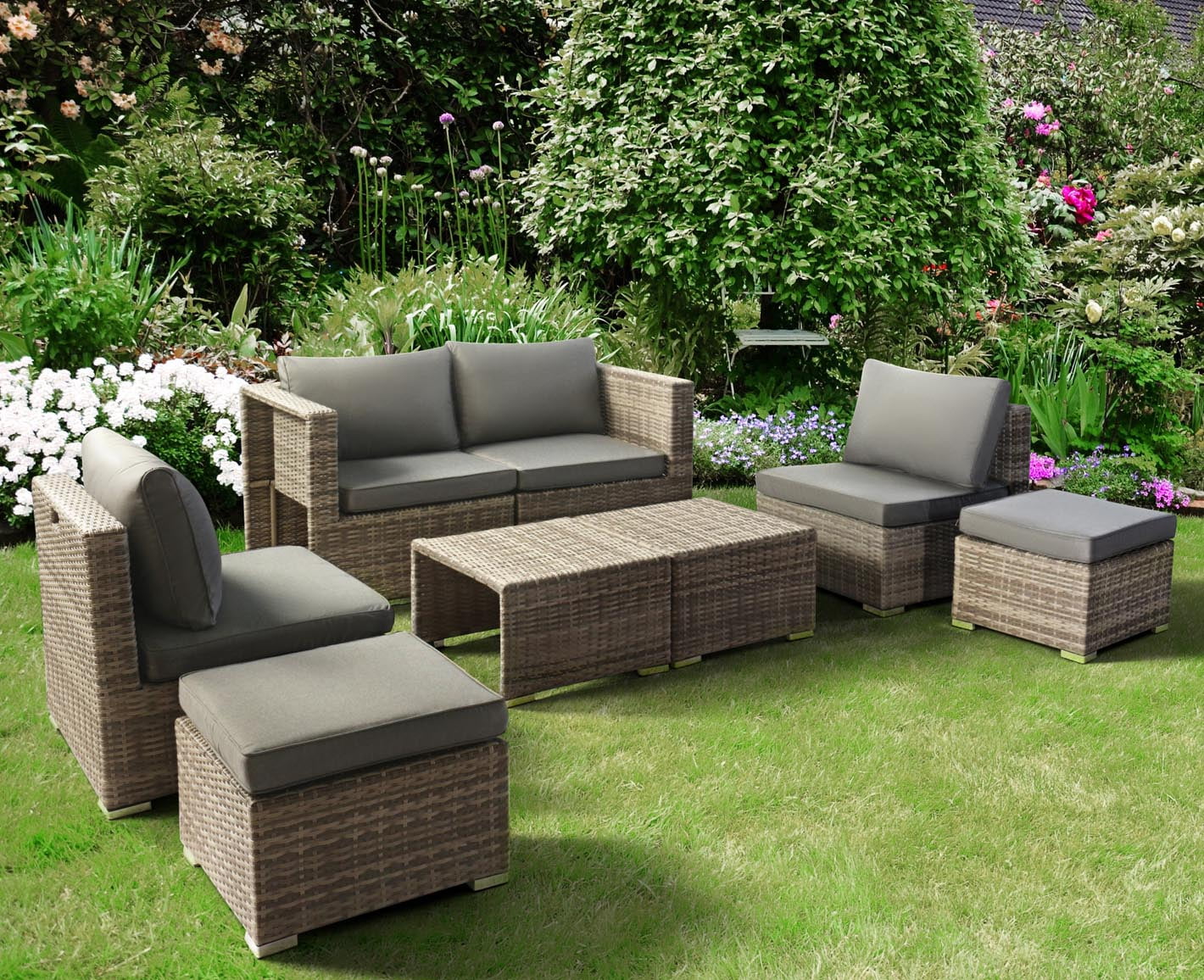 8 PCS Outdoor Furniture Fully Assembled Patio Conversation Furniture