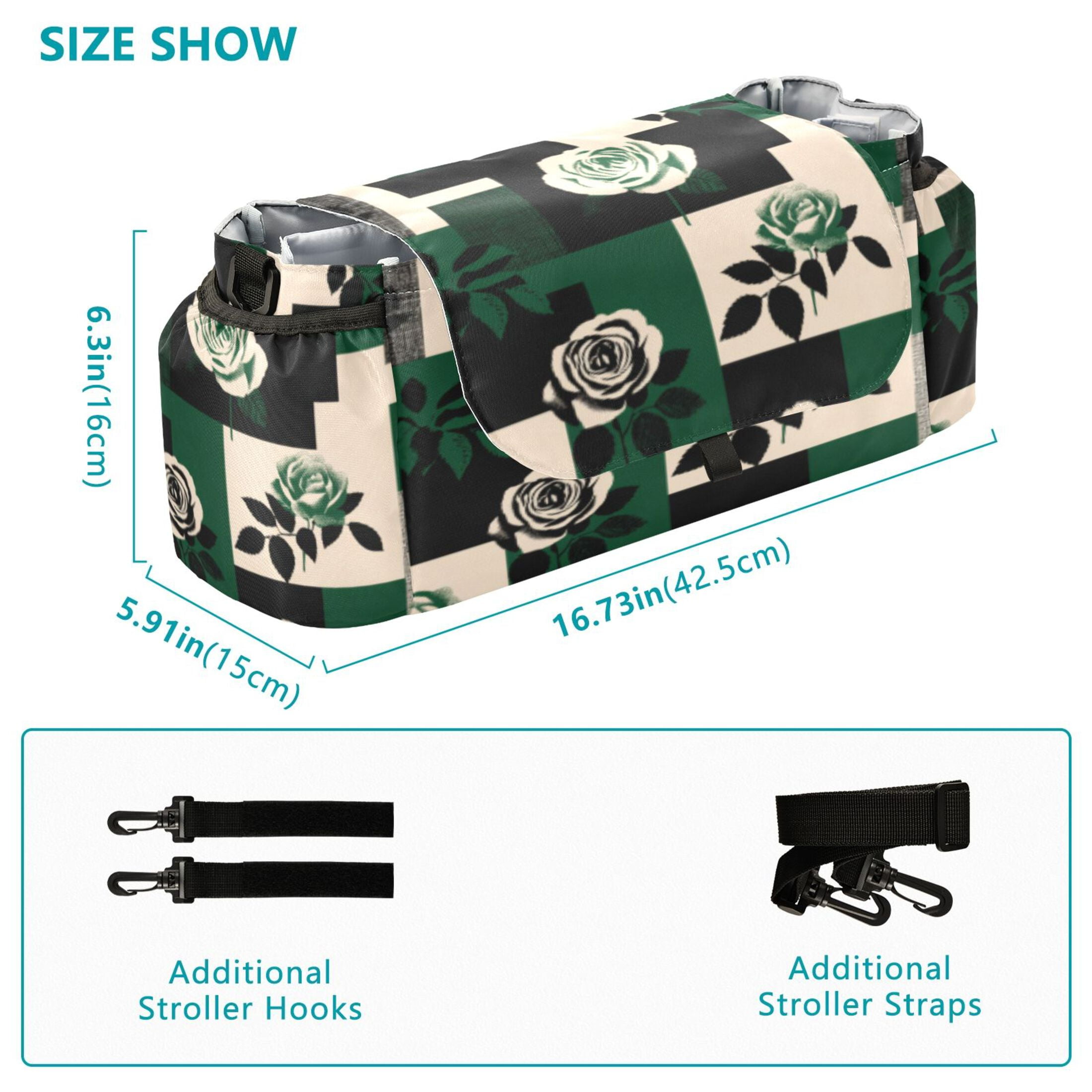 DIXRUYEE Stroller Organizer Geometric Rose Garden Chic Printed