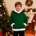 thumbnail image 2 of Ulanda Kids Boys Santa Hoodie Fleece Sherpa Lined Furry Fur Warm Xmas Sweatshirt with Pocket (Dark Green, 10-11 Years), 2 of 9