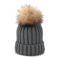 thumbnail image 1 of Knit Beanie Faux Fuzzy Fur Pom Fleece para padres e hijos, 1 of 2