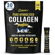 Zammex Grass Fed Bovin Collagen Peptides Powder Travel Packets, Unflavored Hydrolyzed Collagen Peptide Powder Packet, 30 pcs