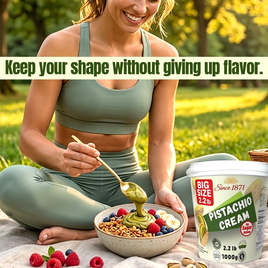 Dubai Style Pistachio Cream - No Added Sugar, Keto Friendly Bulk Tub 2.2lb / 1 kg Premium Pistachio Cream for Dubai Chocolate, Pistachio Butter, 35.2 oz (No Added Sugar)