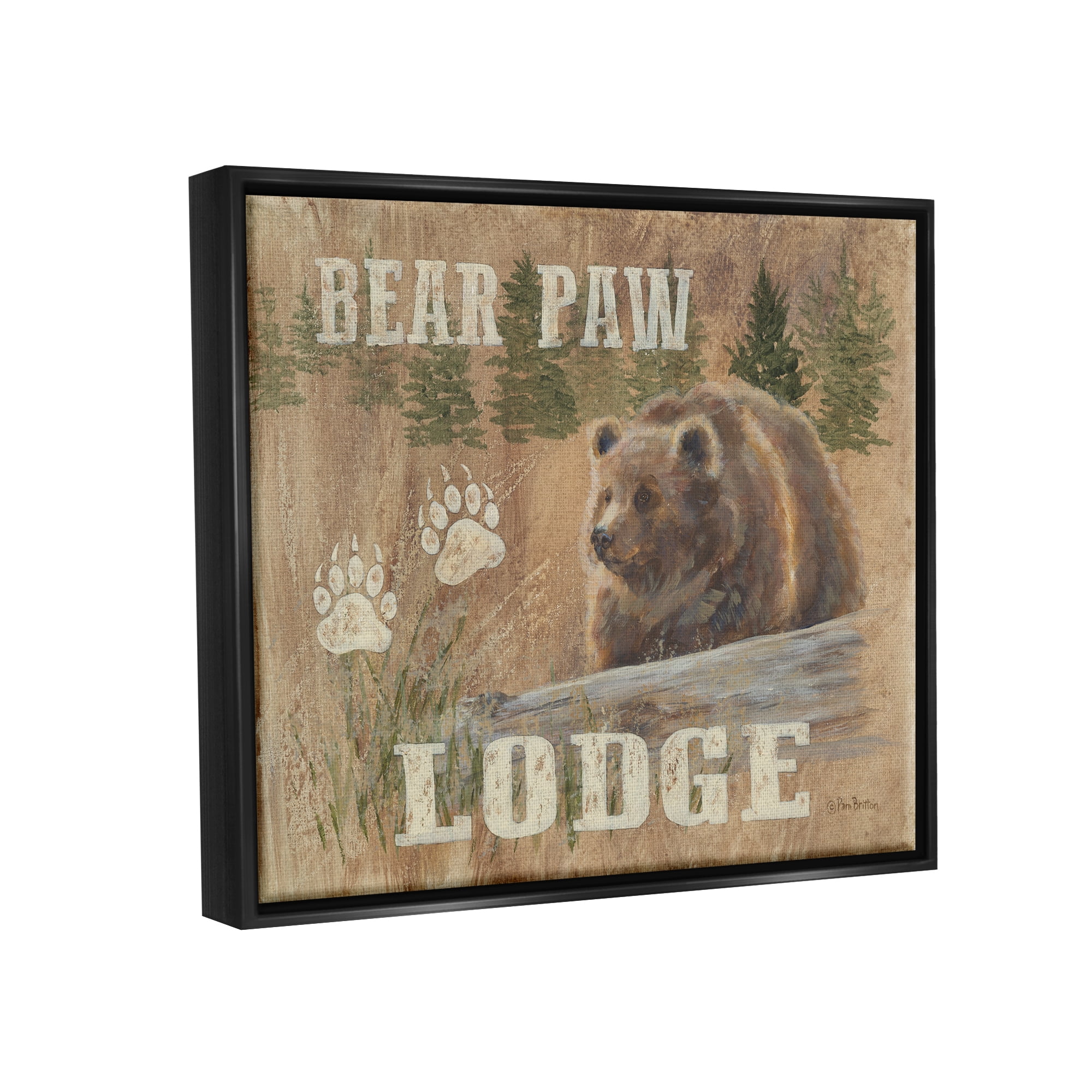 Stupell Bear Paw Lodge Cabin Paw Shapes Animals & Insects Painting Black Floater Framed Art Print Wall Art