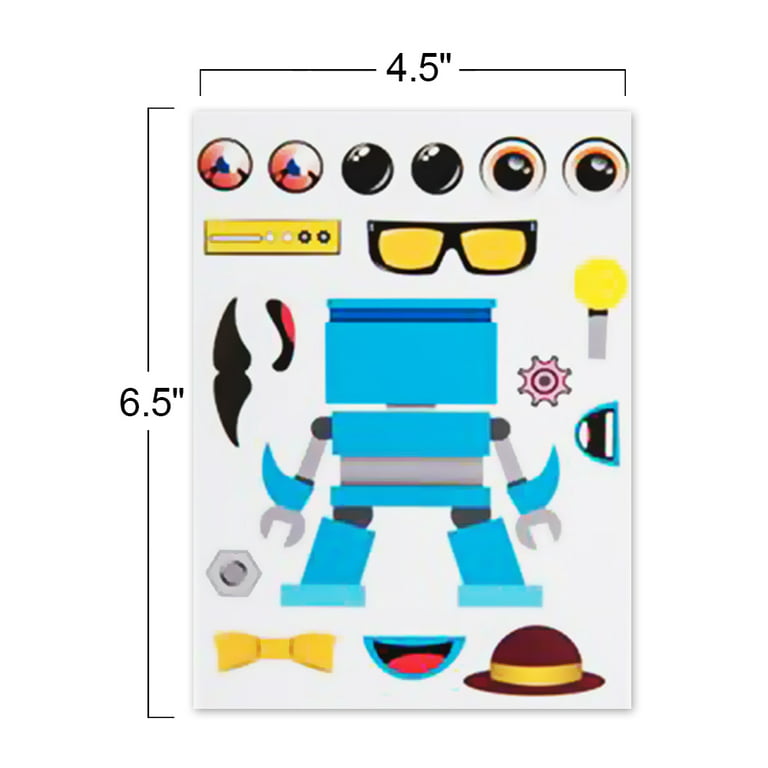 CUTE ROBOT STICKERS Sheet Craft Kids Craft Scrapbook Raised Sticker Space  Age