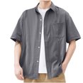 thumbnail image 6 of Lenago Shirts for Men Solid Color Casual Loose Short Sleeved Shirt Jacket T-shirt, 6 of 7