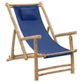 thumbnail image 1 of vidaXL Chaise Longue en Bambou et Toile Bleu Marine, 1 of 5