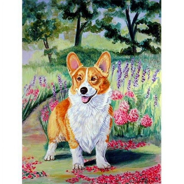 Carolines Treasures 7077GF Corgi Springtime In The Garden Flag - Garden Size