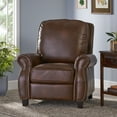 thumbnail image 2 of Ember Interiors Nathan Standard 2-Tone Brown Faux Leather Nailhead Recliner, 2 of 13