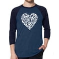 thumbnail image 1 of LA Pop Art Men's Raglan Baseball Word Art T-shirt - Paw Prints Heart, 1 of 2