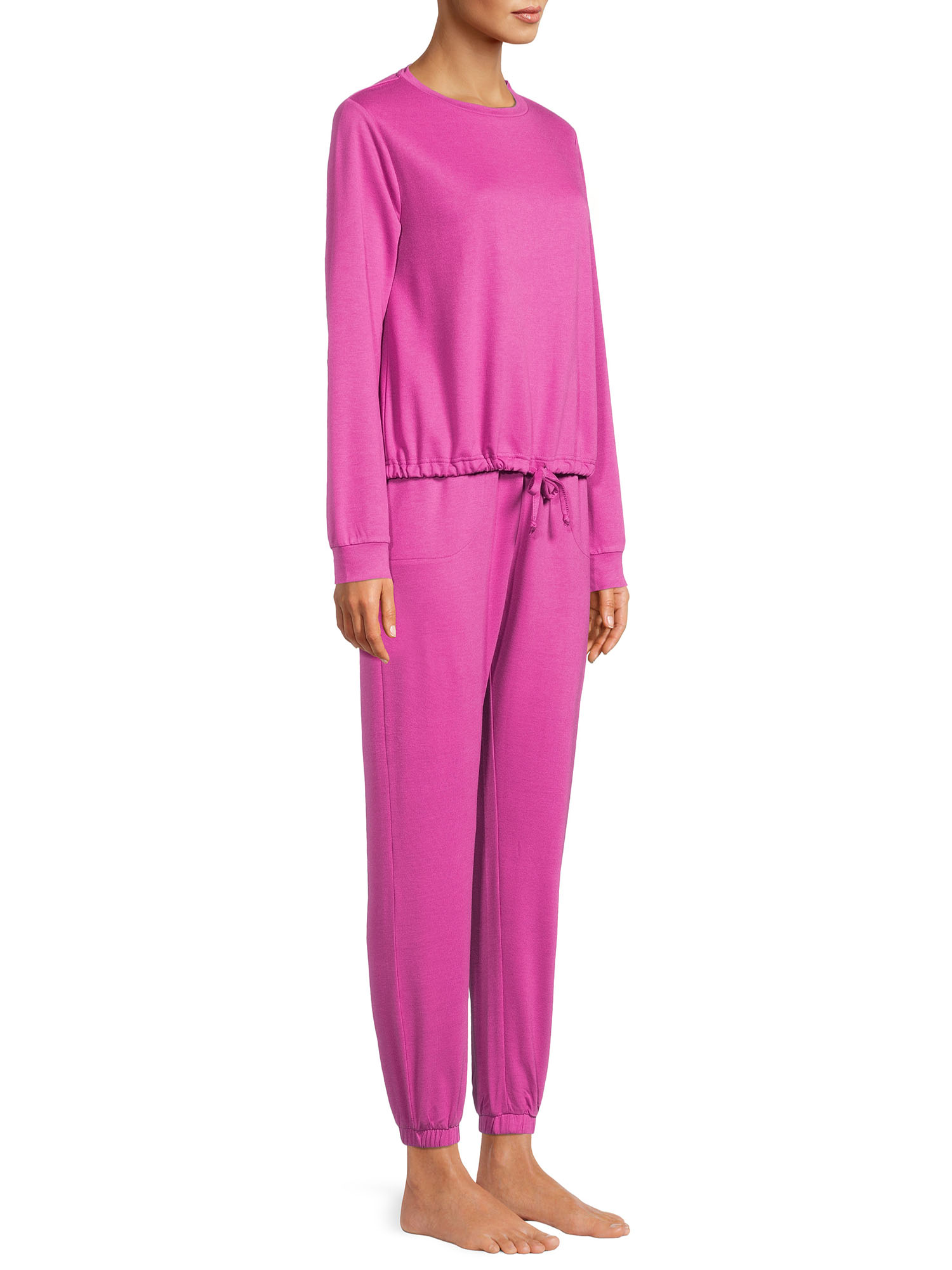 Lissome Women's and Women's Plus L/S French Terry 2-Piece PJ Set - image 4 of 6