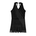 thumbnail image 3 of iiniim Girls Sleeveless Latin Dance Ballroom Rhinestones Tassels Fringed Leotard Dress Black 6, 3 of 7