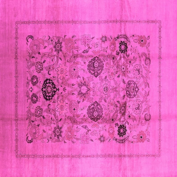 Ahgly Company Indoor Square Oriental Pink Industrial Area Rugs, 6' Square