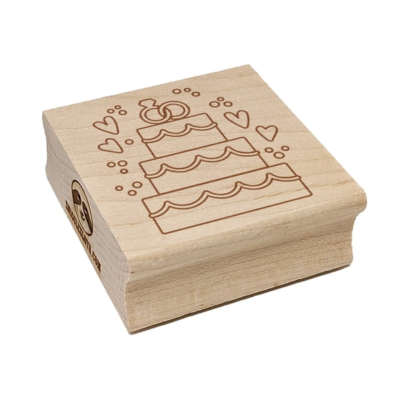 Wedding Cake Marriage Rings Hearts Square Rubber Stamp Stamping Scrapbooking Crafting - Large 2.75in