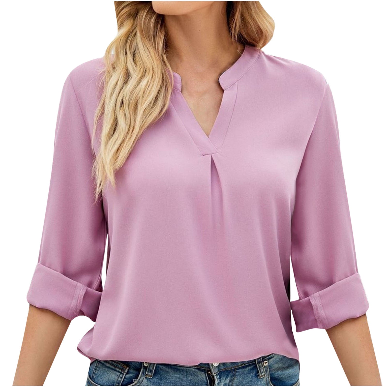 Long Sleeve Shirt Women Womens Autumn/Winter Solid Color Chiffon