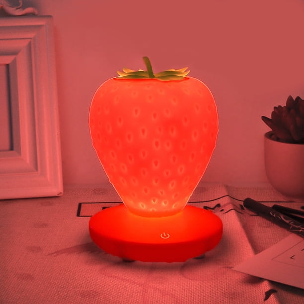 Ganfancp Strawberry Lámpara de Cuarto de Niños Led Cute Kids Night Light ,Lámpara de Mesilla de Noche para Niños Ofertas Flash Liquidación 1 X Luz Nocturna 1 X Cable de Datos
