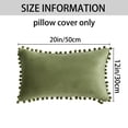 thumbnail image 6 of REGALWOVEN Pack of 2 Velvet Pillow Covers with Pompoms  Decorative Pillow Cases Fringe Cushion Covers Green 12" x 20", 6 of 6