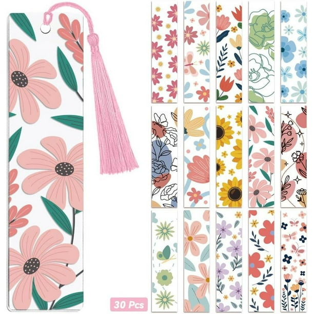 30 unidades de marcadores UV DTF con pegatinas de transferencia de flores y mariposas para mujeres y hombres que leen, calcomanías impermeables para marcadores (sin marcadores en blanco).