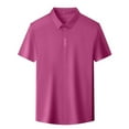 thumbnail image 3 of MIXUE Mens Casual Button Down Shirts Summer Ice Silk Solid Color Lapel Short Sleeve Business Tops Daily-Wear,Pink,XXL, 3 of 5