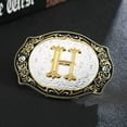 thumbnail image 2 of Western Belt Buckle Initial Letters ABCDMRJ to Z Cowboy Rodeo Small Gold Belt Buckles for Men Women, 2 of 7