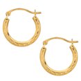 thumbnail image 1 of 10k Yellow Gold Shiny Diamond Cut Round Hoop Earrings, Diameter 15mm, 1 of 1
