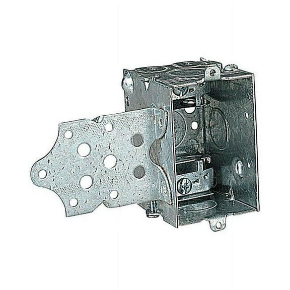 Steel City 1 Gang Rectangle Steel Switch Box with S Bracket - Silver