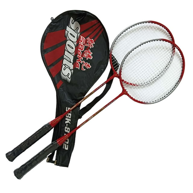 Ensemble de 2 Pcs de Raquettes de Badminton Professionnelles et Sac de Transport pour Raquette de Badminton en Fer