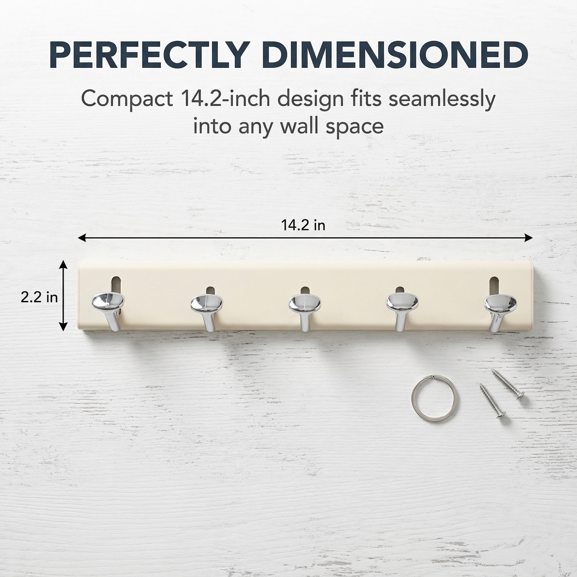 Unique Bargains Coat Rack Wall Mount Aluminum Hook for Entryway Milk White 14.2"x2.2"