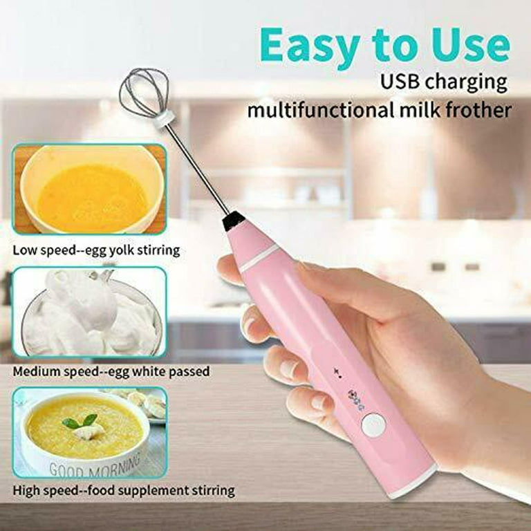 Electric Milk Frother Handheld, Maestri House USB Type-C Rechargeable Milk Foam Maker with 2pcs Whisks, Ipx7 Waterproof, Black