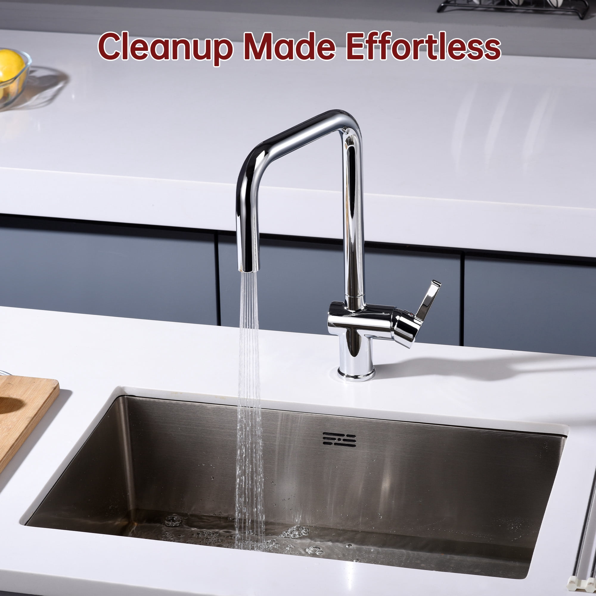 SUMERAIN Pull Down Sprayer Kitchen Faucet with Single Handle, Stainless Steel Lead Free Kitchen Sink Faucet, Chrome Finish