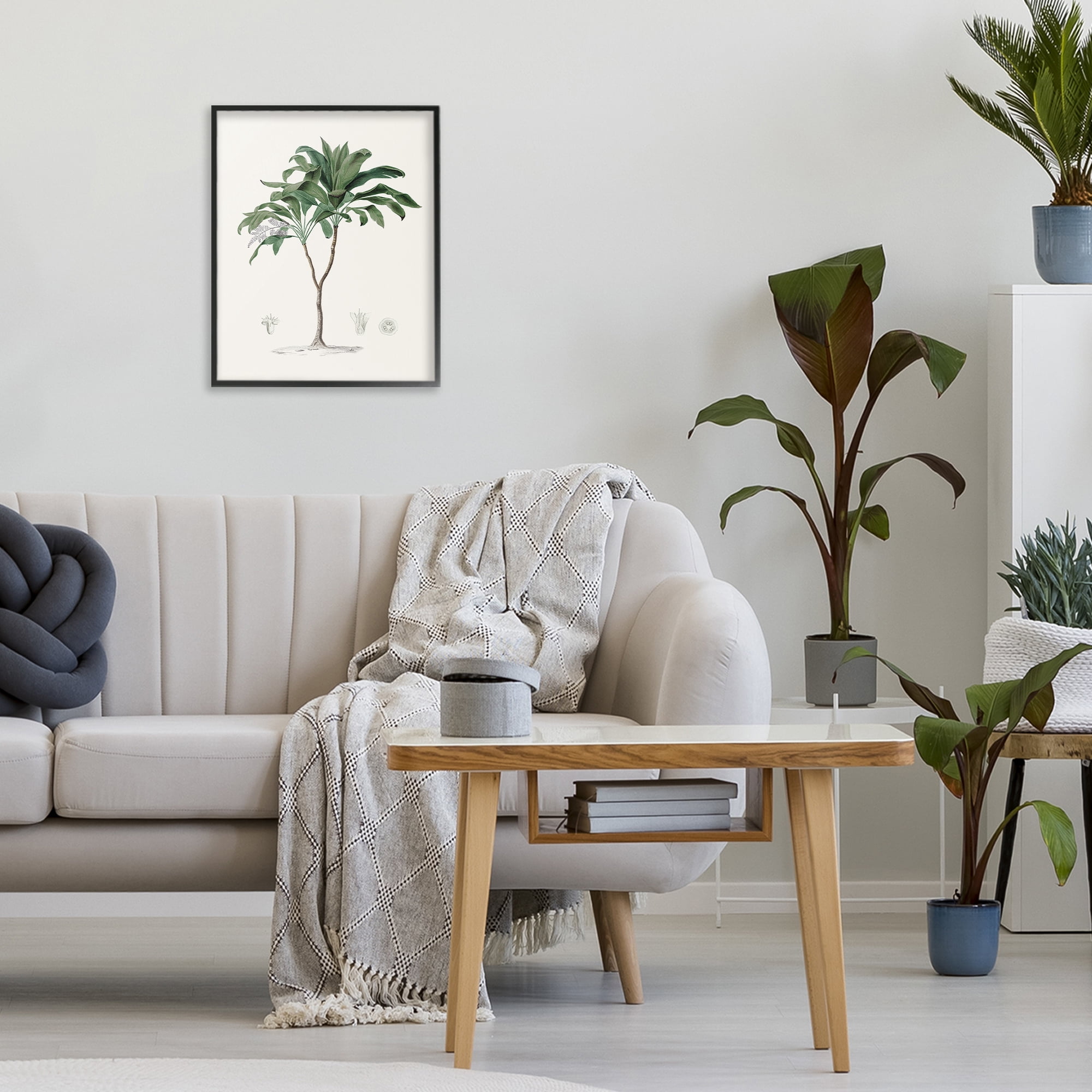 Stupell Industries Coastal Palms Vintage Black Framed Giclee Art, design by Val Rhodes