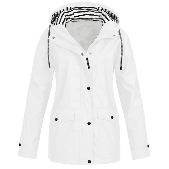 AXXD Rain Coats for Women,Women Solid Rain Jacket Outdoor Plus Size Hooded Raincoat Windproof Jackets for Women