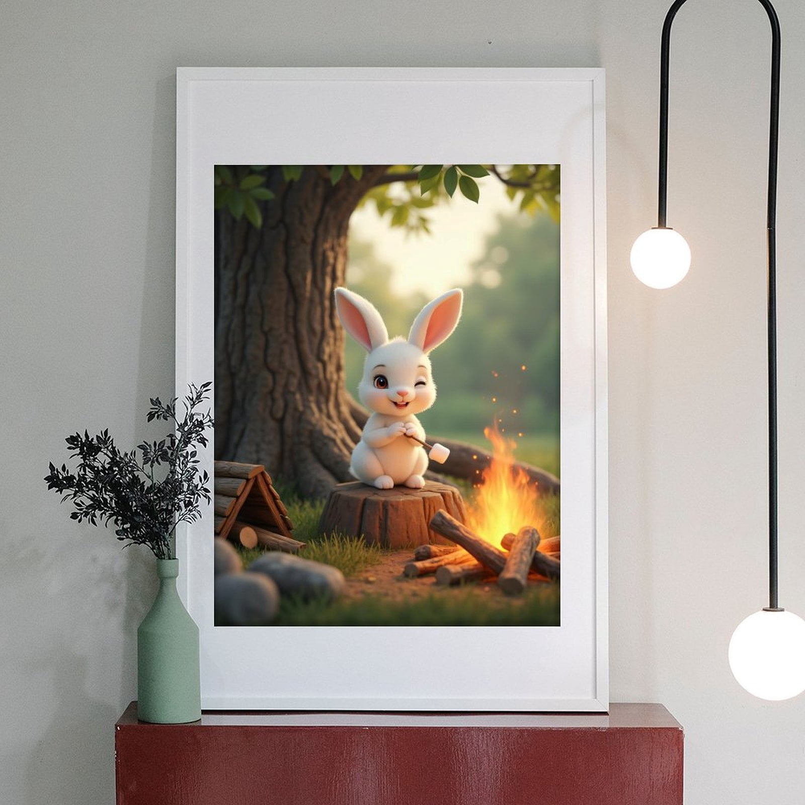 Diamond Art Kits for Adults - 5d Bunny Campfire Marshmallow Evening Diamond Painting for Adults, Diamond Art for Adults Beginners, Diamond Painting Kits for Adults for Home Wall Decor