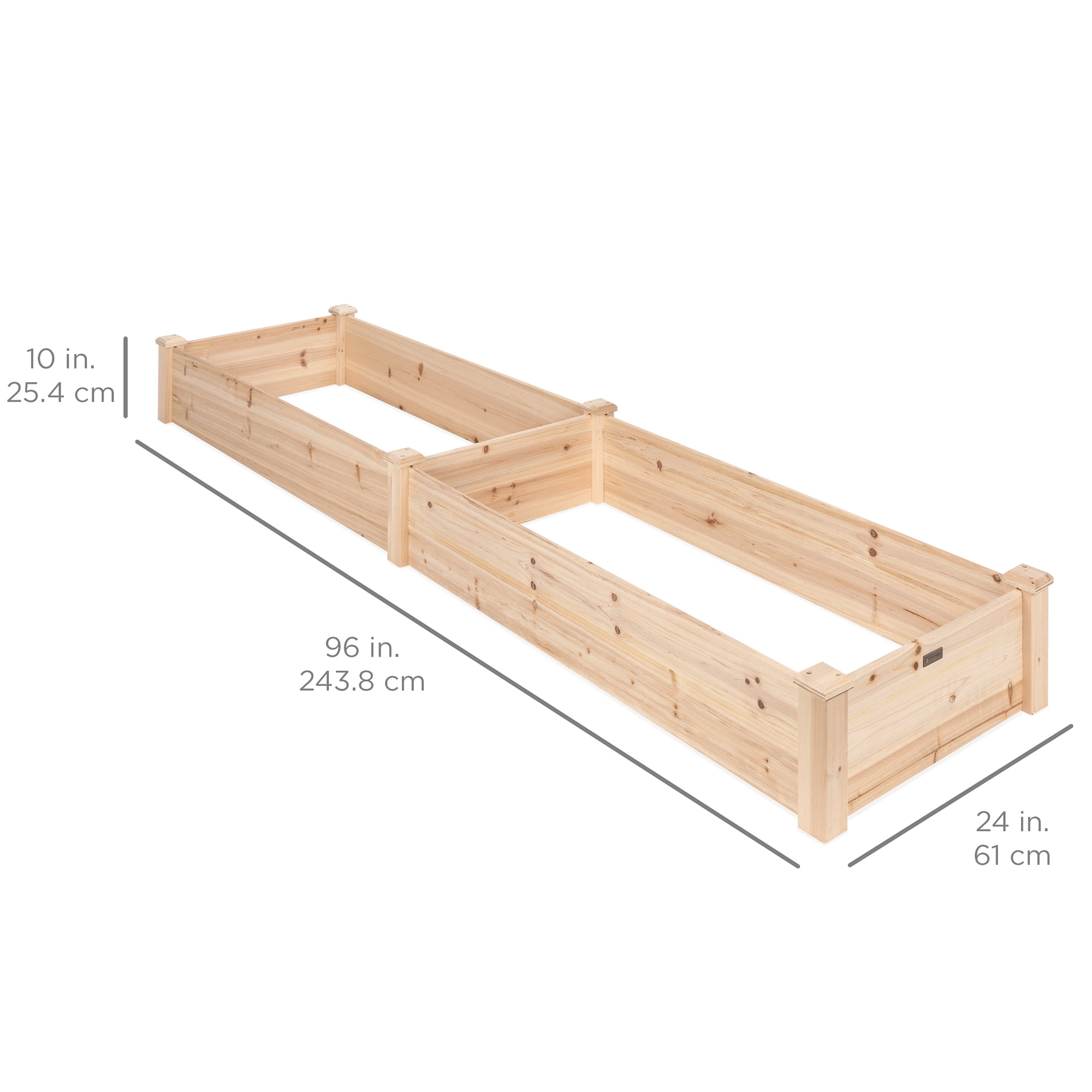 Best Choice Products 8x2ft Outdoor Wooden Raised Garden Bed Planter for Grass, Lawn, Yard - Natural