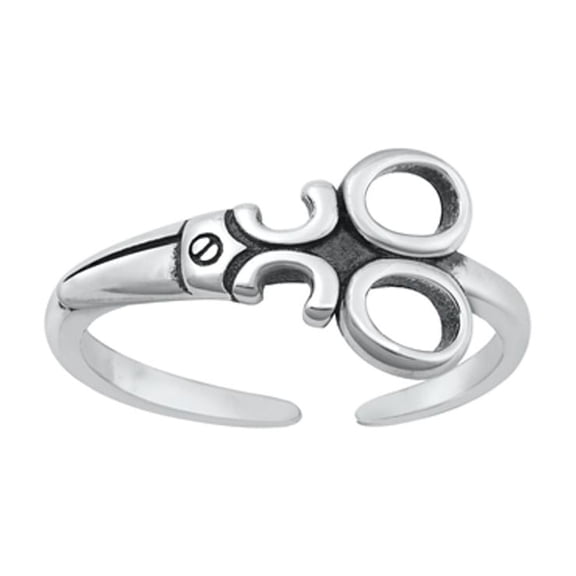 Sterling Silver Oxidized Scissors Toe Midi Adjustable Ring .925 Band Jewelry Female Unisex