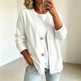 thumbnail image 3 of AherBiu Jean Cardigan for Women Button down V Neck Collarless Long Sleeve Oversized Denim Jacket with Pockets(X-Large,White), 3 of 8