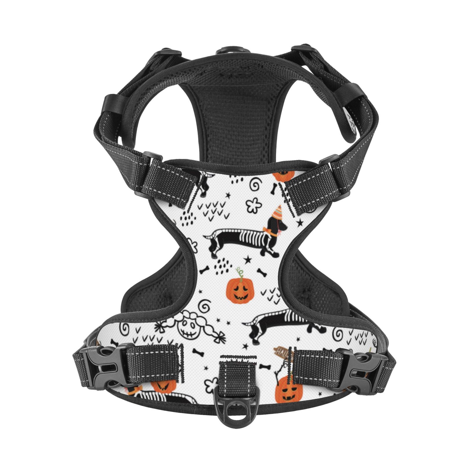 Kdxio Halloween Dachshund Print No Pull Dog Harness Adjustable Reflective Oxford Easy Control Medium Large Dog Harness for Training and Everyday-X-Large