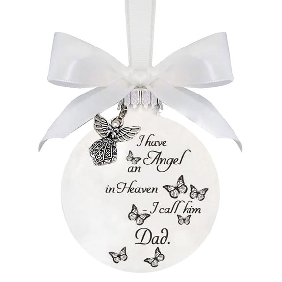 Mightlink Christmas Ornament Handmade Butterfly Printed Attractive Decorative Commemorate Festive Embellishment Accessory Christmas Name Feather Memory Bauble for Holiday
