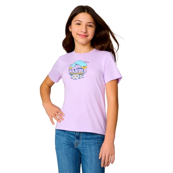 Free Country Girls' Microtech® Graphic Crew Neck Shirt Lavender S