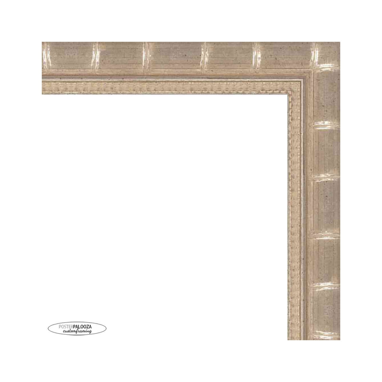 18x24 Silver Modern Bamboo Picture Frame - UV Acrylic, Foam Board Backing, Hanging Hardware