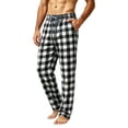 thumbnail image 7 of TKKCS Mens Buffalo Plaid Lounge Pants Relaxed Fit Straight Leg Casual Sleepwear Elastic Waist Drawstring Pajama Pants with Pockets Gray XL, 7 of 7